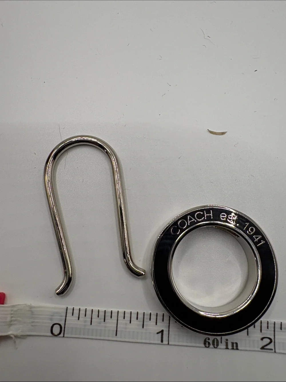 Coach Black and Silver Enamel Ring Key Holder - COACH est. 1941